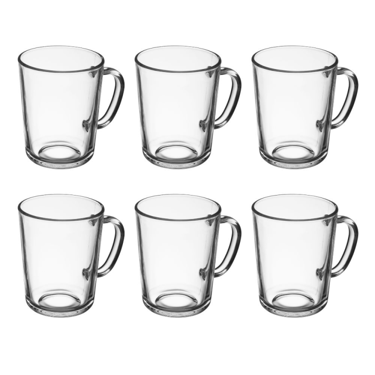 Zestaw szklanych kubków z uchem FERNANDO 410ml komplet 6 sztuk